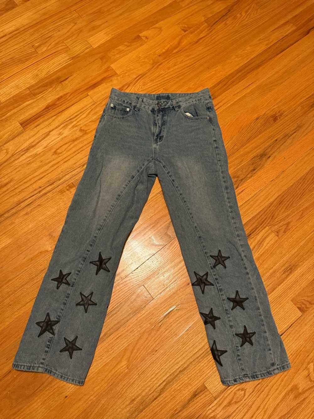 Aelfric Eden Star Jeans Blue Denim Jeans with Black Star Appliqués